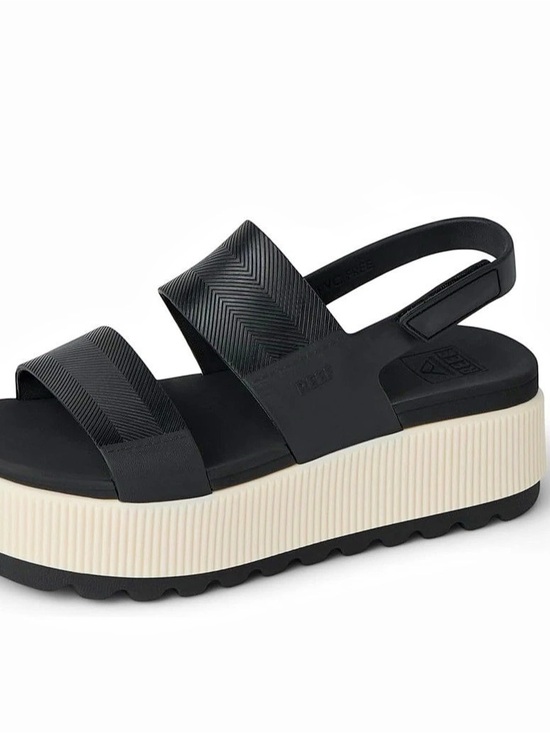 Reef Shoes - ✨🩷HP🩷✨ REEF Cushion Vista Higher Platform Sandals in Black & Cream NWT